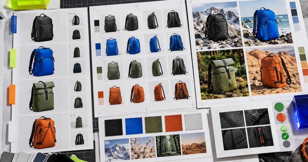 Editorial product media composition for ecommerce asset taxonomy for skus and variants
