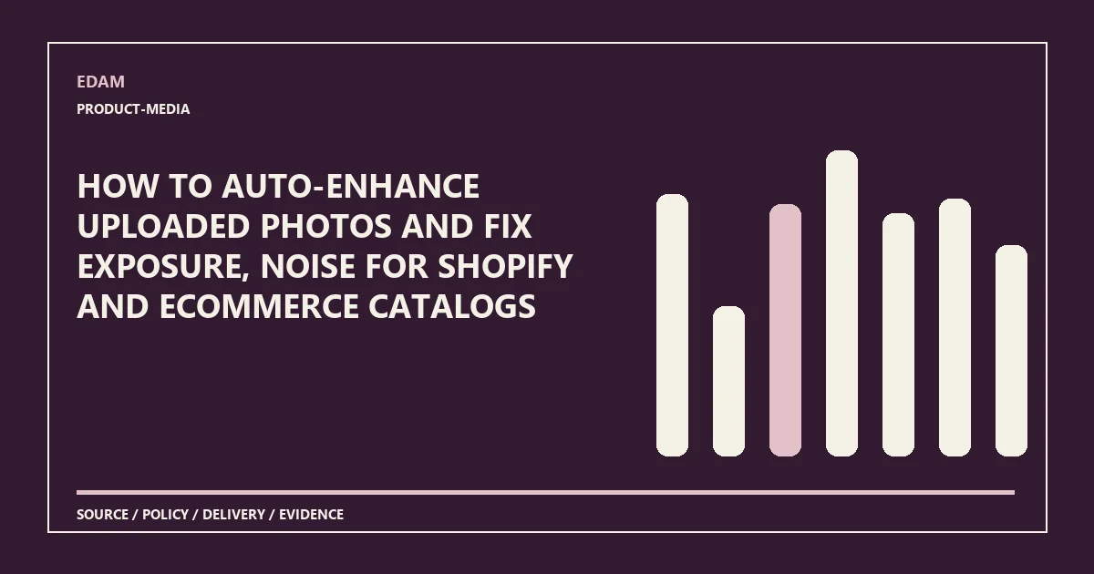 How to auto-enhance uploaded photos and fix exposure, noise for Shopify and ecommerce catalogs System diagram for how to auto-enhance uploaded photos and fix exposure, noise for shopify and ecommerce catalogs