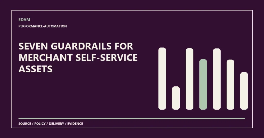 Seven guardrails for merchant self-service assets System diagram for seven guardrails for merchant self-service assets
