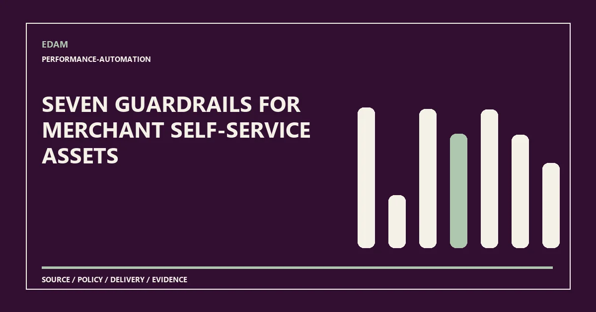 Seven guardrails for merchant self-service assets System diagram for seven guardrails for merchant self-service assets